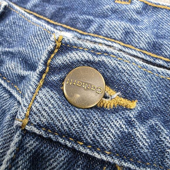 Carhartt Jeans Mens 36x32 Blue Flannel Lined Relaxed Fit B172 DST Denim Workwear - Picture 12 of 16